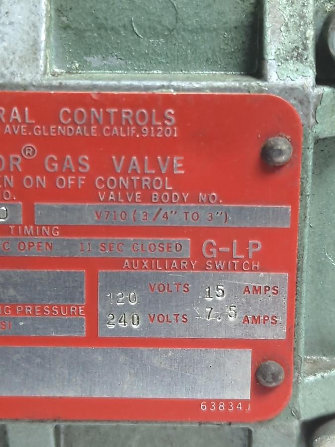 Used ITT GENERAL CONTROLS,AH14A252A,HYDRAMOTOR GAS VALVE120V 50/60HZ 1.5AMP