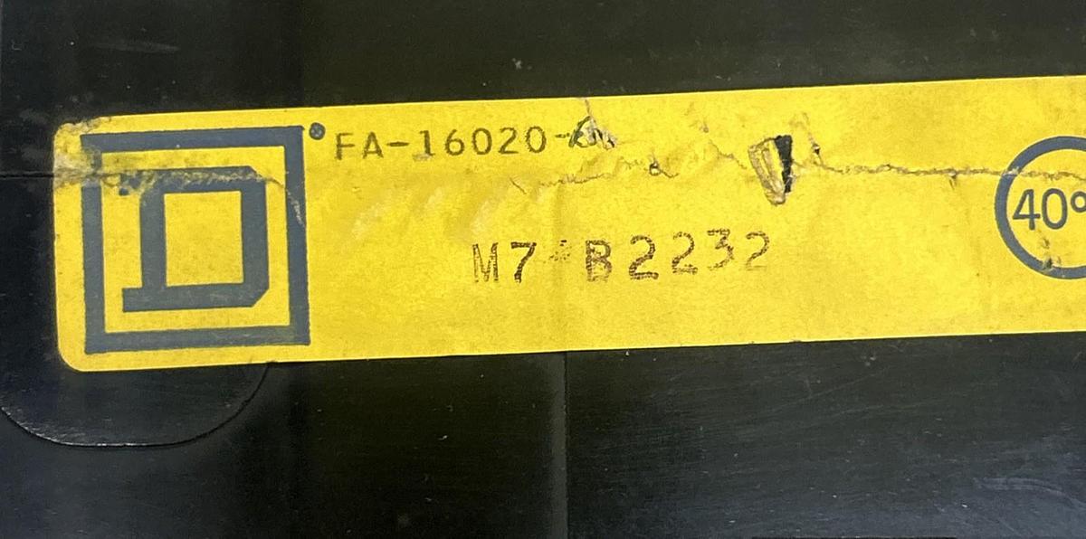 Used SQUARE D,FA-160-20-B,CIRCUIT BREAKER 20A 277V 1P