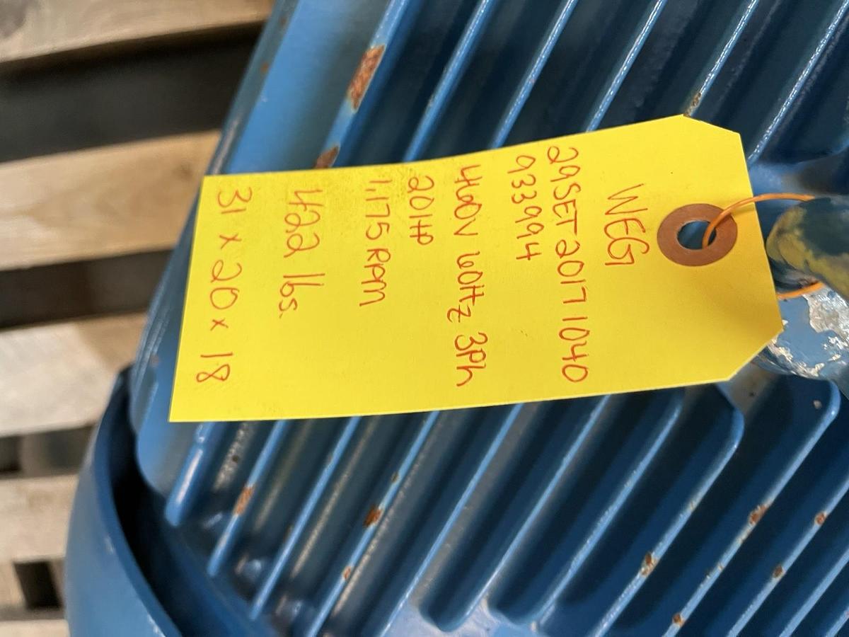 WEG,29SET2017,W22 SEVERE INVERTER DUTY MOTOR 20HP 1175RPM 3PH 284T 286T