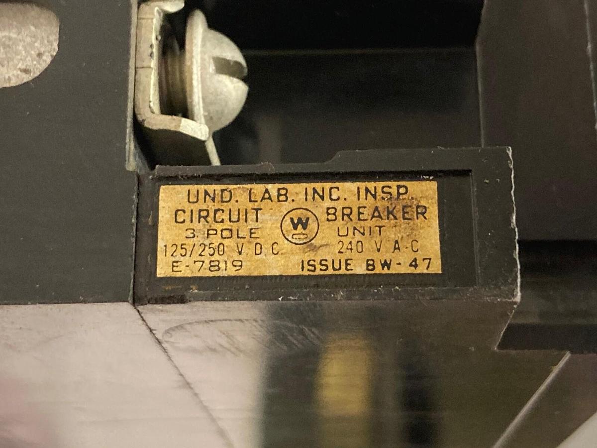 Used Westinghouse,E-7819,Circuit Breaker 20A 240V 3P