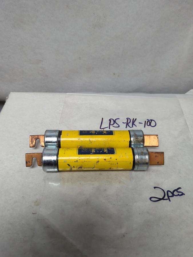 Used COOPER BUSSMANN,LPS-RK-100,LOW-PEAK 100 AMP FUSE LOT OF 2 PRE-OWNED