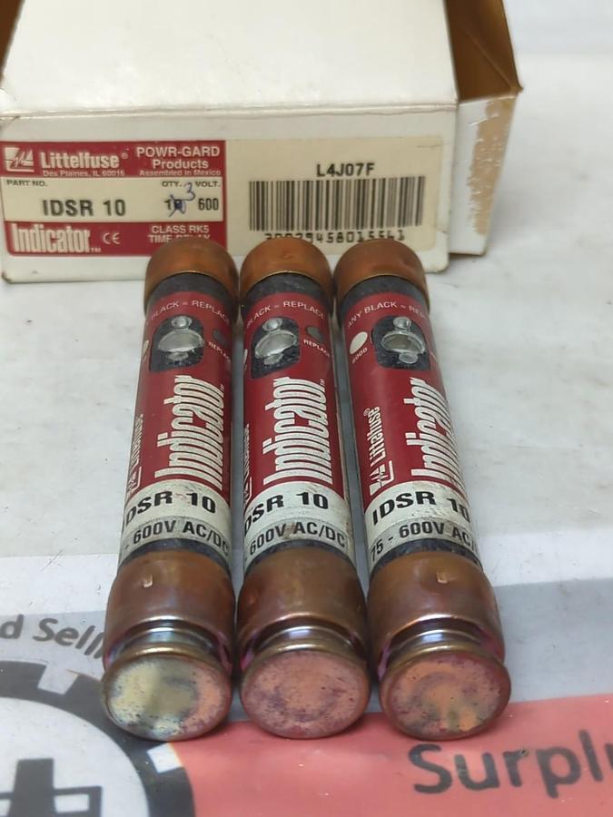 LITTELFUSE,IDSR-10,POWR-GARD 10 AMP FUSES BOX OF 3 NOS