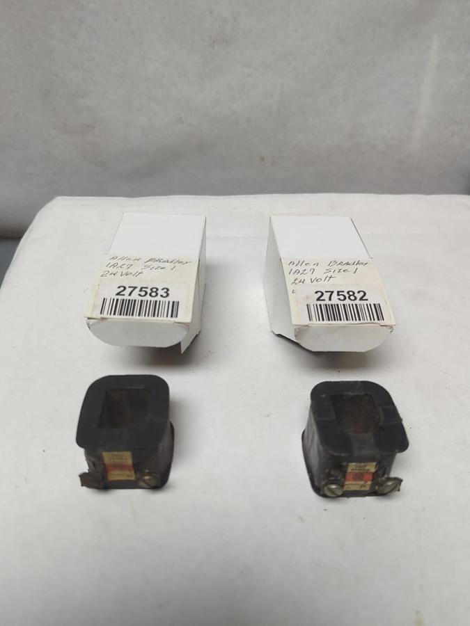 Used ALLEN BRADLEY,1A27,COIL 24V PRE-OWNED NOT IN ORINIAL BOX LOT OF 2