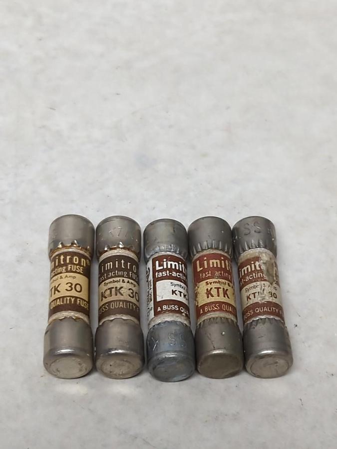 COOPER BUSSMANN,KTK-30,LIMITRON 30 AMP FUSE LOT OF 5 NOS