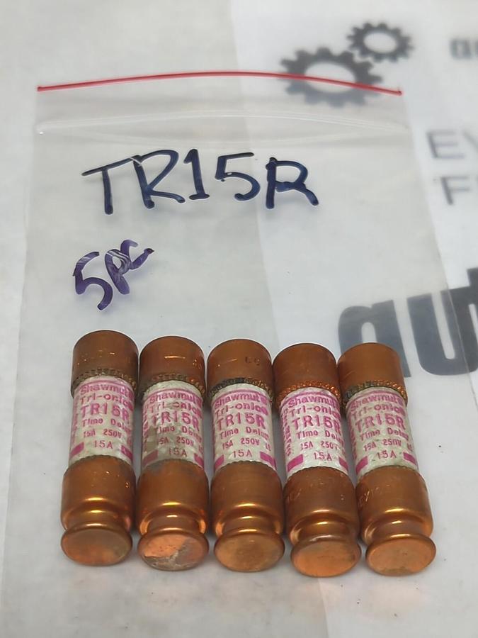 GOULD SHAWMUT,TR15R,TRI-ONIC 15 AMP FUSE LOT OF 5 NOS