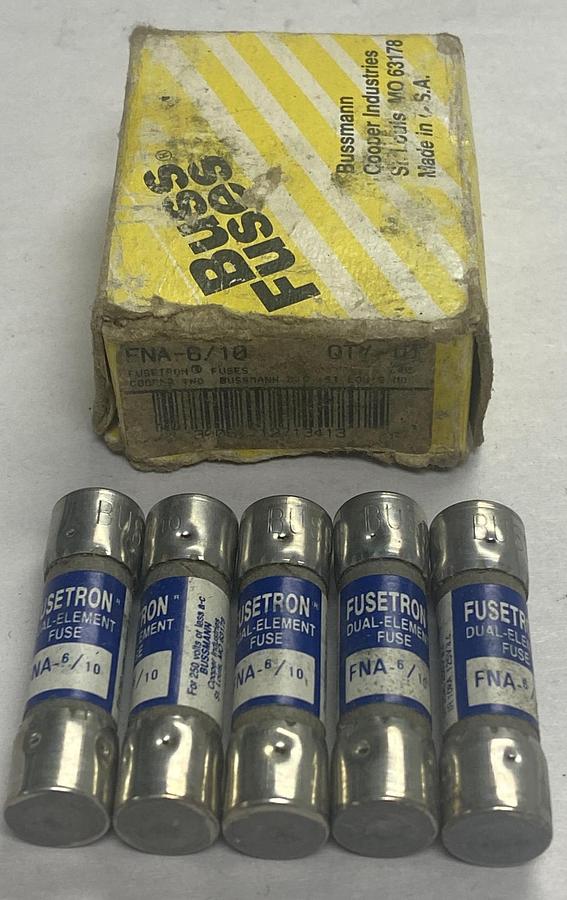 Cooper Bussmann,FNA-6/10,Fusetron Fuse Lot Of 5 NOS