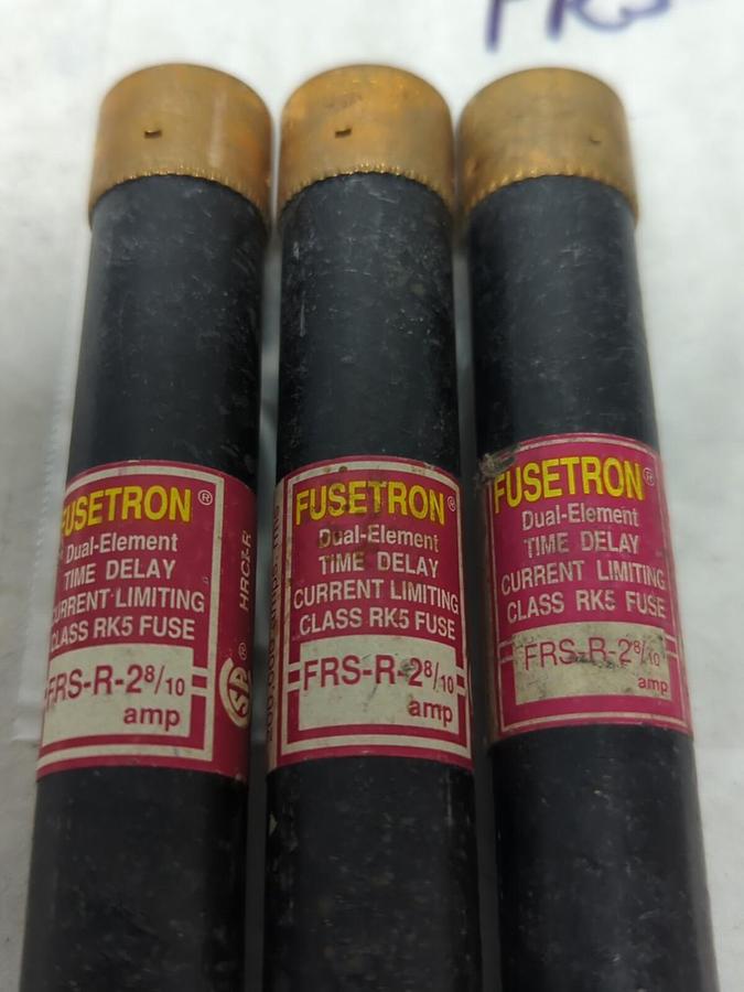 Used COOPER BUSSMANN,FRS-R-2-8/10,FUSETRON 2-8/10 AMP FUSE LOT OF 3 PRE-OWNED
