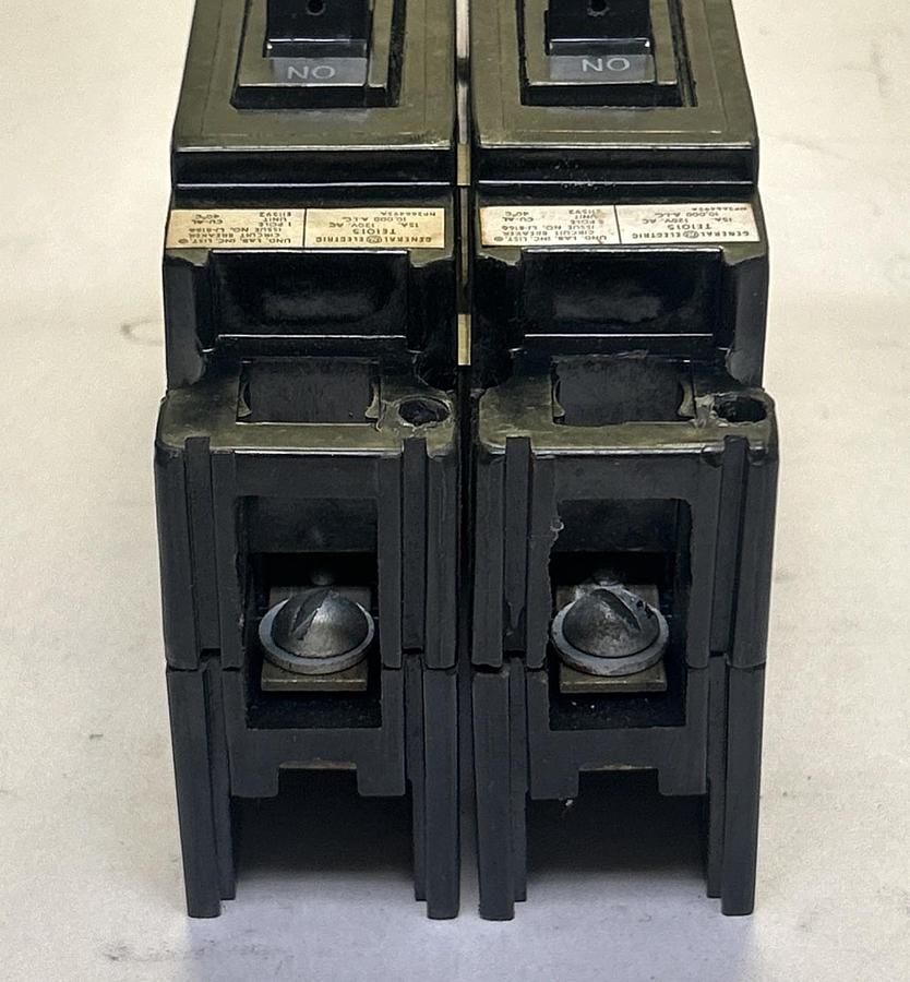 Used GENERAL ELECTRIC,TE1015,CIRCUIT BREAKER 15A 120V 1P LOT OF 2