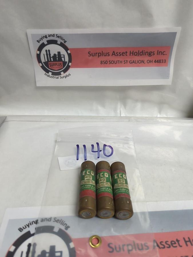 Used ECO,1140,ONE-TIME 3 AMP FUSE LOT OF 3 PRE-OWNED