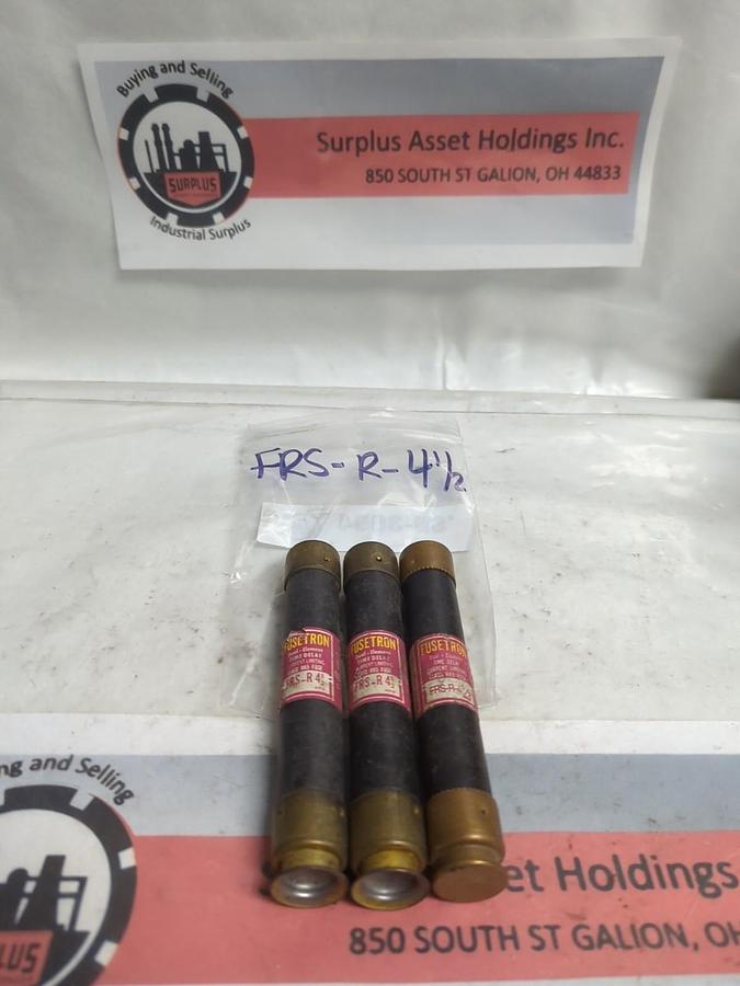 Used COOPER BUSSMANN,FRS-R-4-1/2,FUSETRON 4-1/2 AMP FUSE LOT OF 3 PRE-OWNED