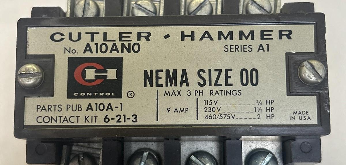 Used CUTLER-HAMMER,A10AN0,STARTER SIZE 00