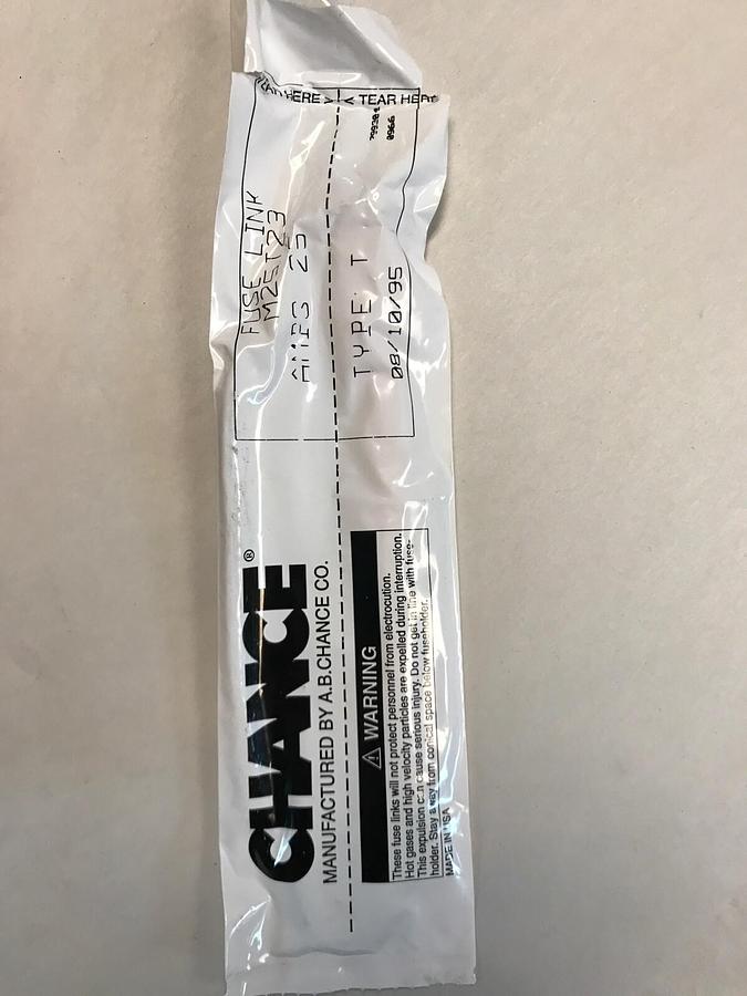 Used Chance,M25T23,Type T 25Amp Fuse Links Box of 10