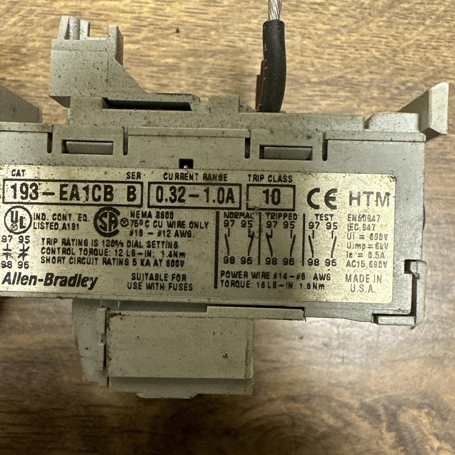 Used Allen Bradley,193-EA1CB,Overload Relay LOT of 2