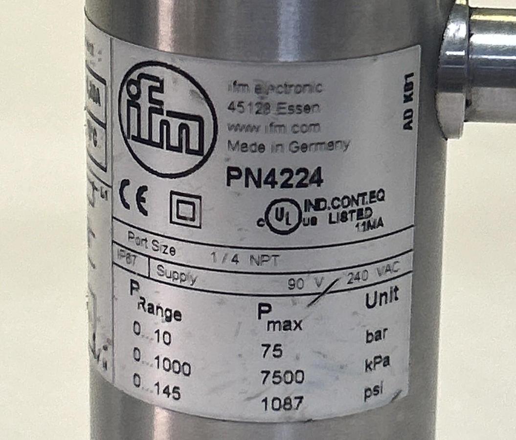 Used IFM EFECTOR,PN4224,PRESSURE SENSOR