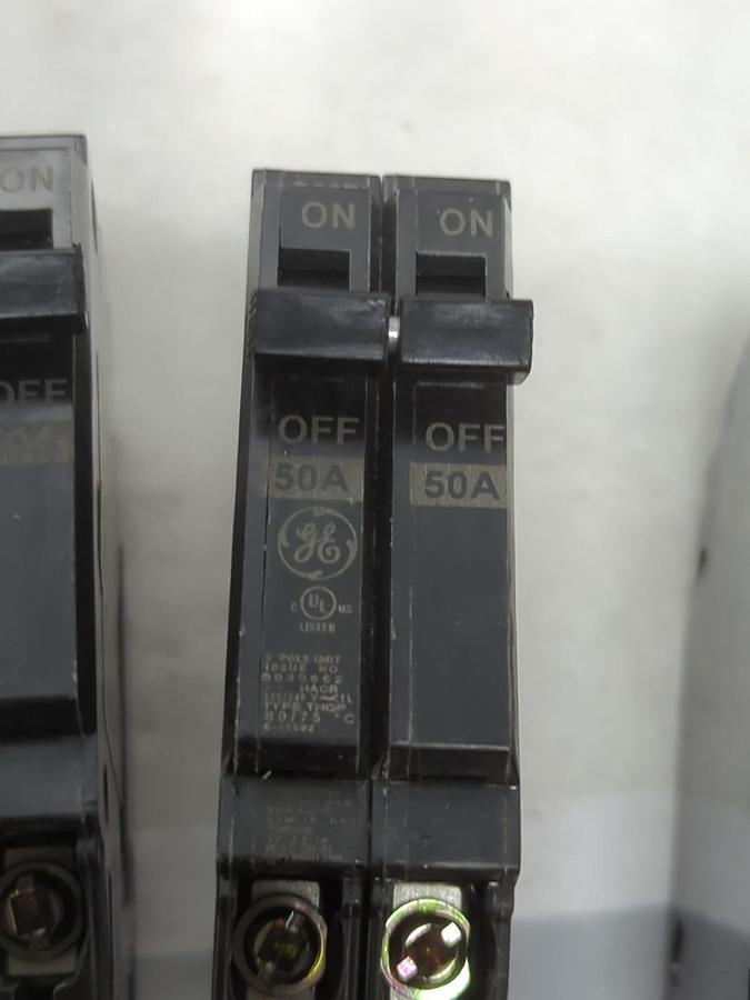 Used GENERAL ELECTRIC,THQP2150,CIRCUIT BREAKER 50 AMP 2-POLE LOT OF 10 PRE-OWNED