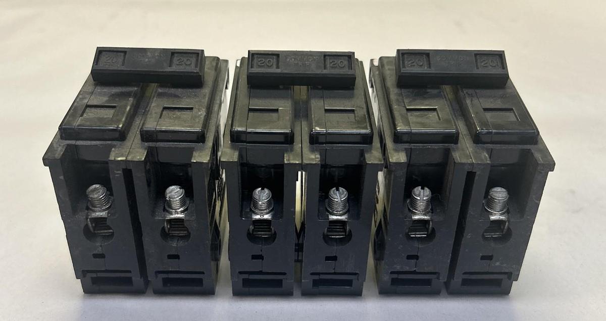 Used WESTINGHOUSE,BA220,CIRCUIT BREAKER 20A 120/240V 2P LOT OF 3