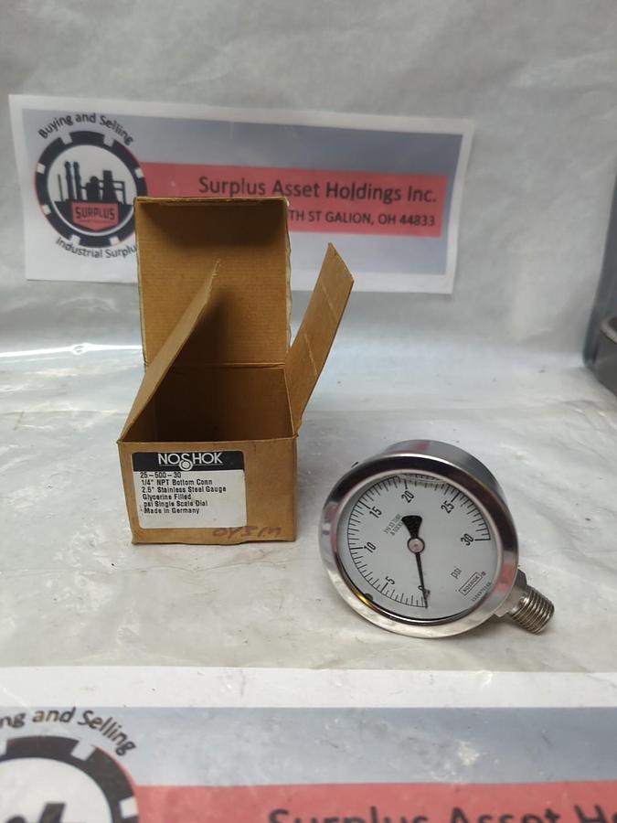NOSHOK,25-500-30,GAUGE 2.5 IN FACE 1/4 IN NPT BOTTOM CONNECTION  NOS