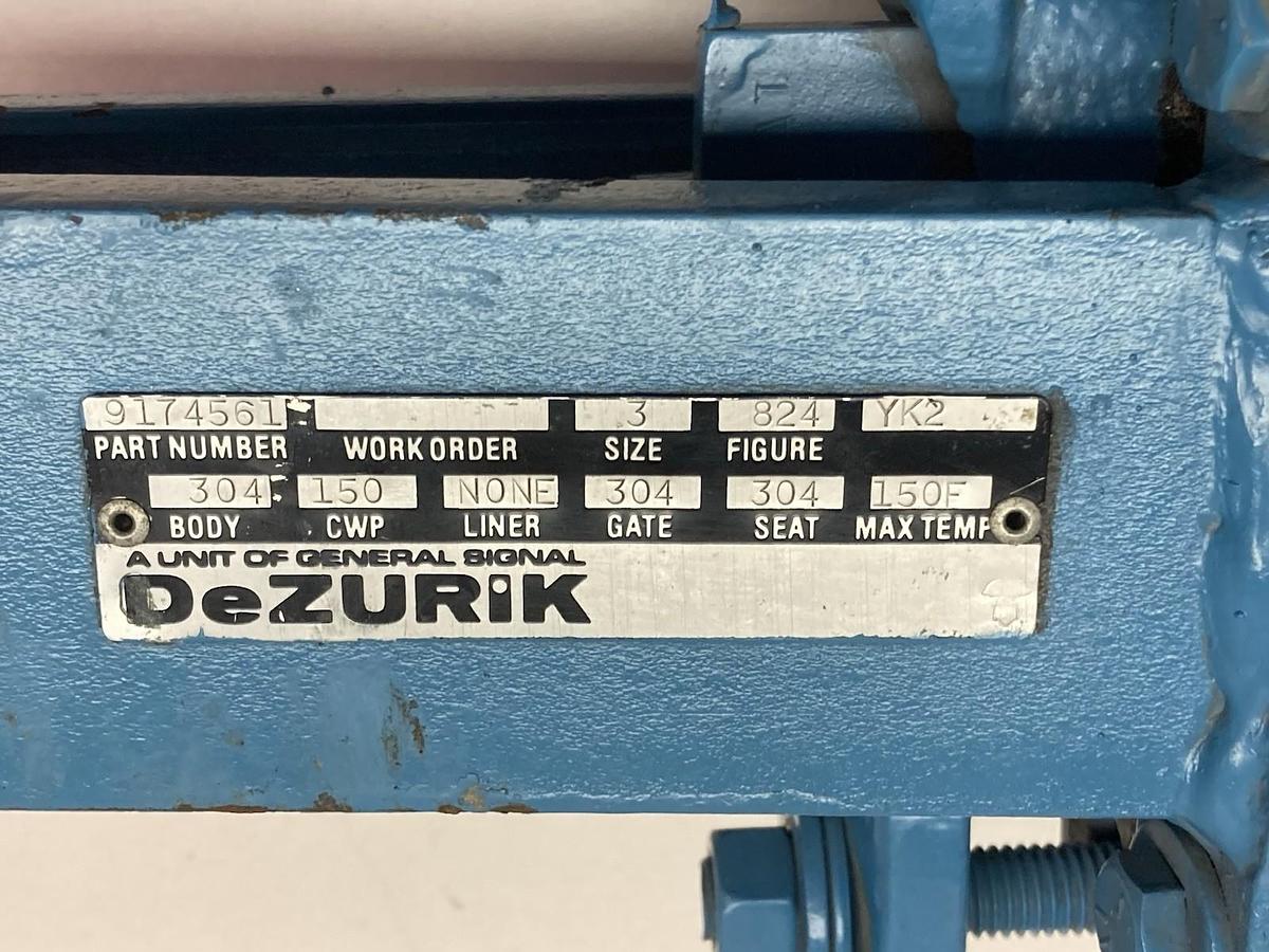 Used Dezurik,9174561,Gate Valve Size 3 150 CWP 304 Body