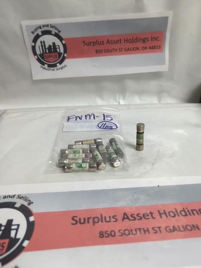 Used COOPER BUSSMANN,FNM-15,FUSETRON 15 AMP FUSE LOT OF 11 PRE-OWNED