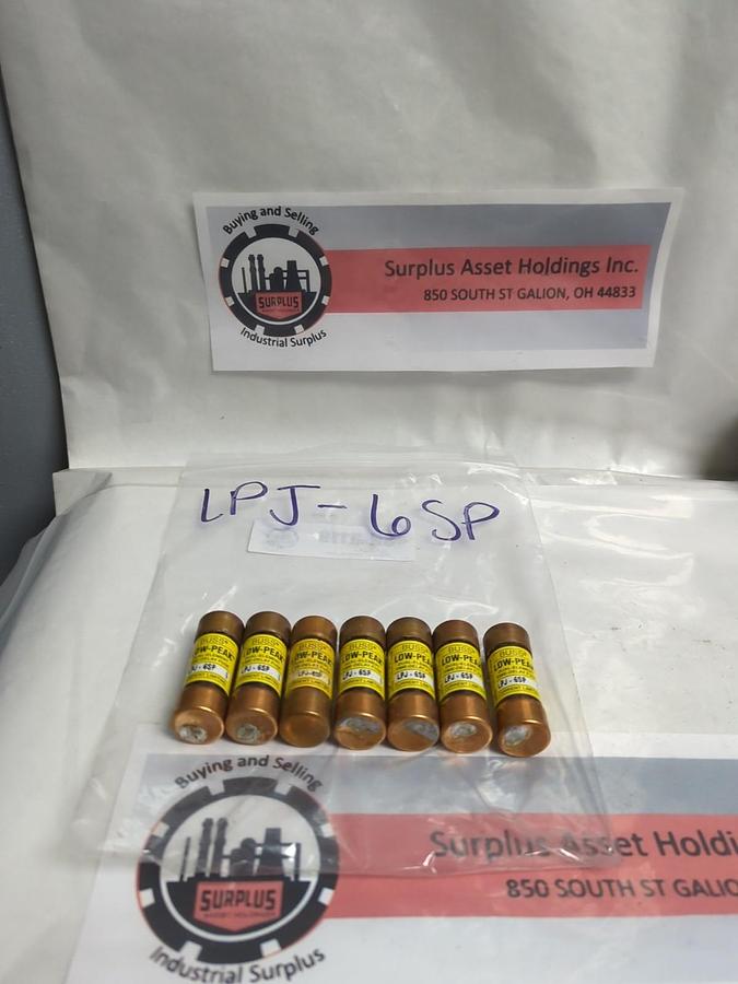 Used COOPER BUSSMANN,LPJ-6SP,LOW-PEAK 6 AMP FUSE LOT OF 7 PRE-OWNED