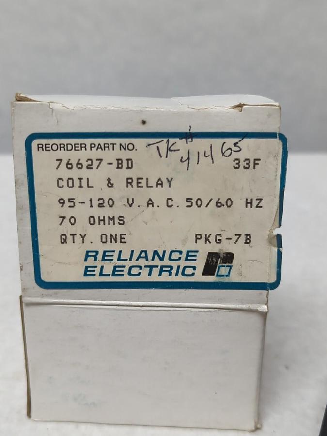 RELIANCE ELECTRIC,76627-BD,COIL/RELAY 95-120VAC 50/60HZ 70 OHMS NOS