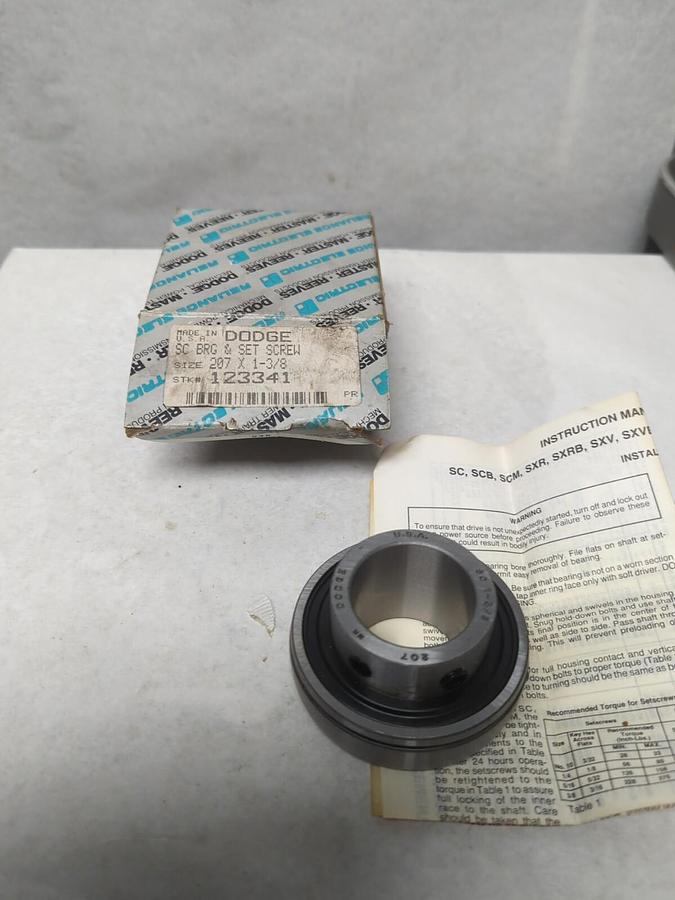 DODGE,123341,SC BEARING & SET SCREW SIZE 207X1-3/8 INCH NOS