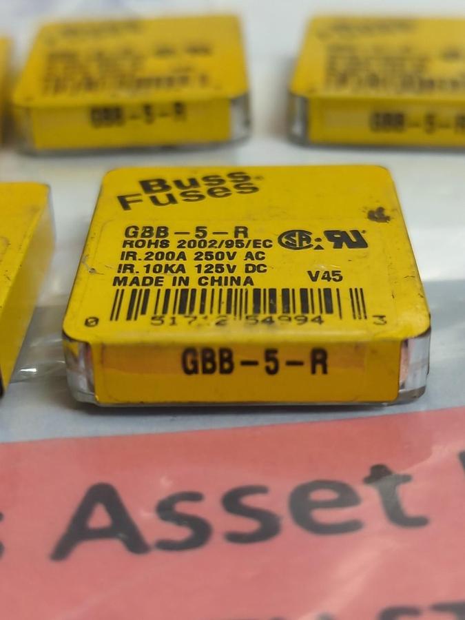 COOPER BUSSMANN,GBB-5-R,FAST ACTING 5 AMP FUSE LOT OF 35 NOS
