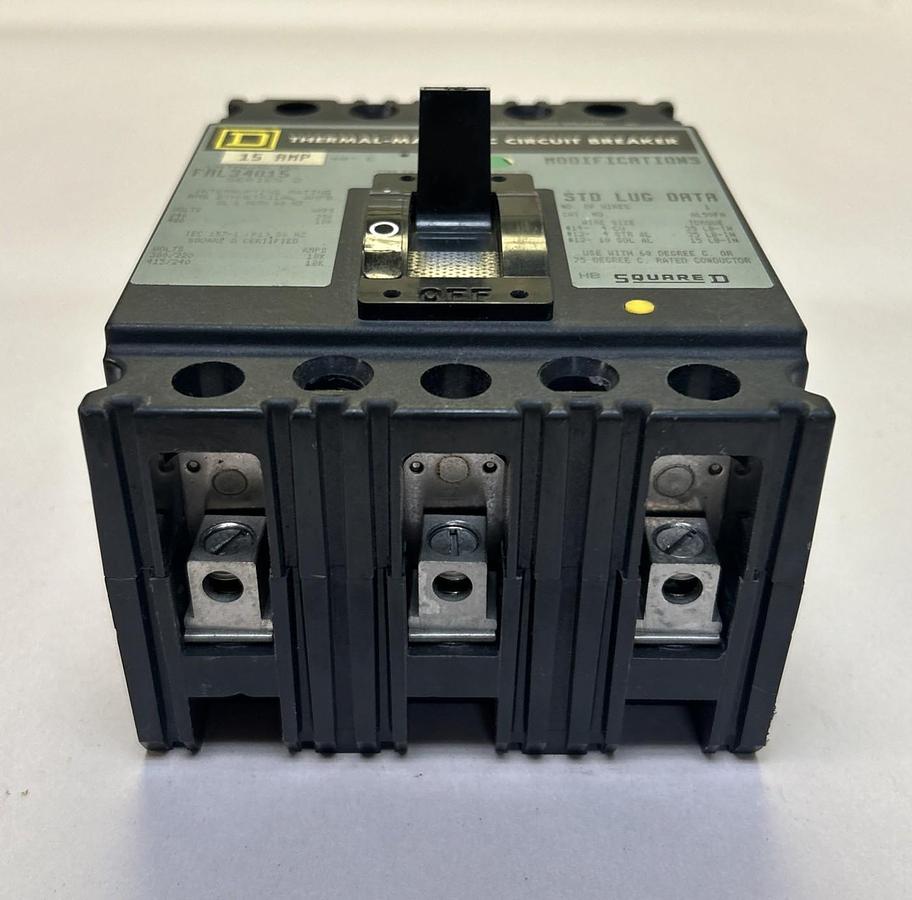 Used SQUARE D,FAL34015,CIRCUIT BREAKER 15A 480V 3P