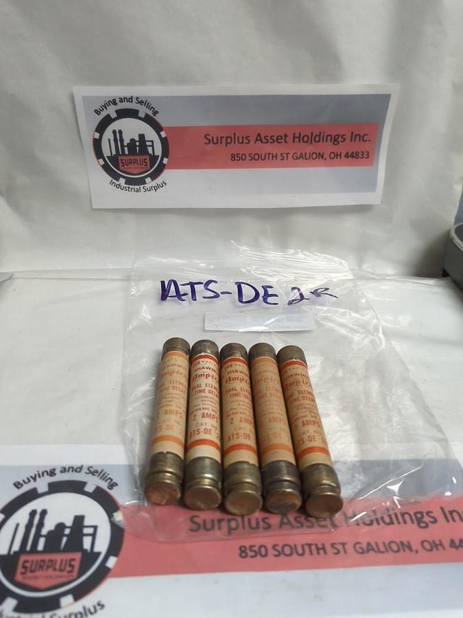 Used SHAWMUT,ATS-DE 2R,AMP-TRAP 2 AMP FUSE LOT OF 5 PRE-OWNED