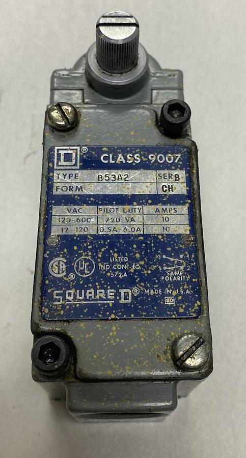 Used Square D,Class 9007 B53A2,Series B Limit Switch
