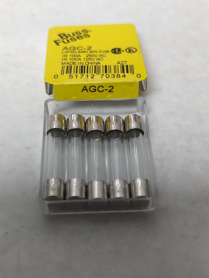 COOPER BUSSMANN,AGC-2,FAST ACTING 2 AMP FUSE PACK OF 5 NOS