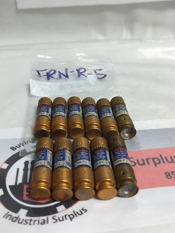 Used COOPER BUSSMANN,FRN-R-5,FUSETRON 5 AMP FUSE LOT OF 11 PRE-OWNED