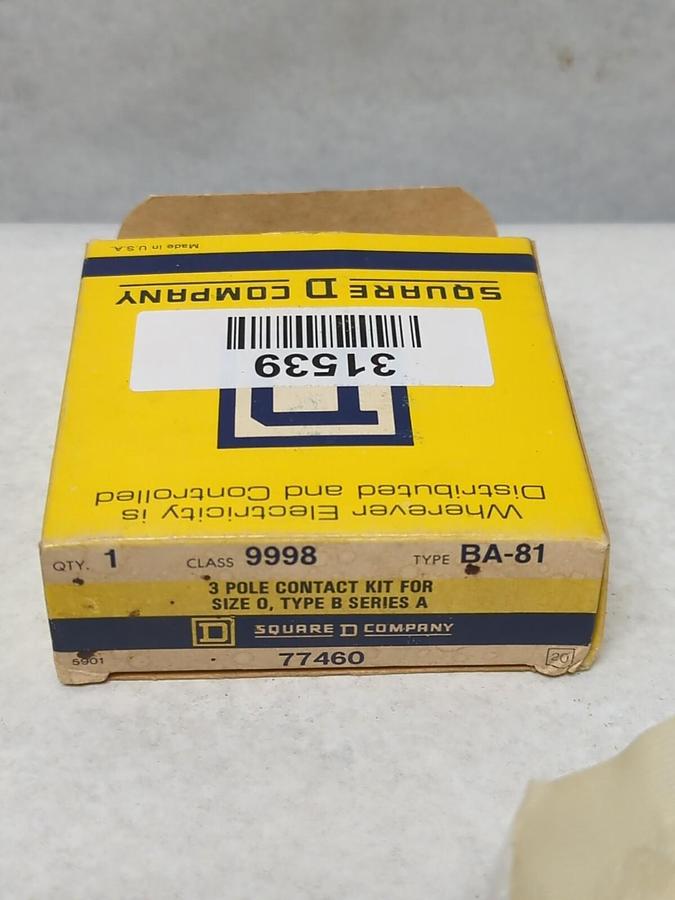SQUARE D,77460,CLASS 9998 CONTACT KIT 3-POLE TYPE BA-81 NOS