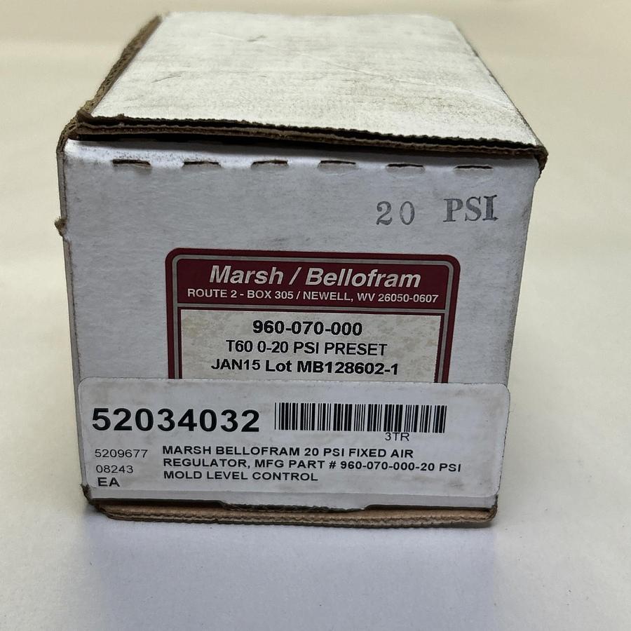 MARSH BELLOFRAM,960-070-000,AIR PRESSURE REGULATOR 0-20 PSI NOS