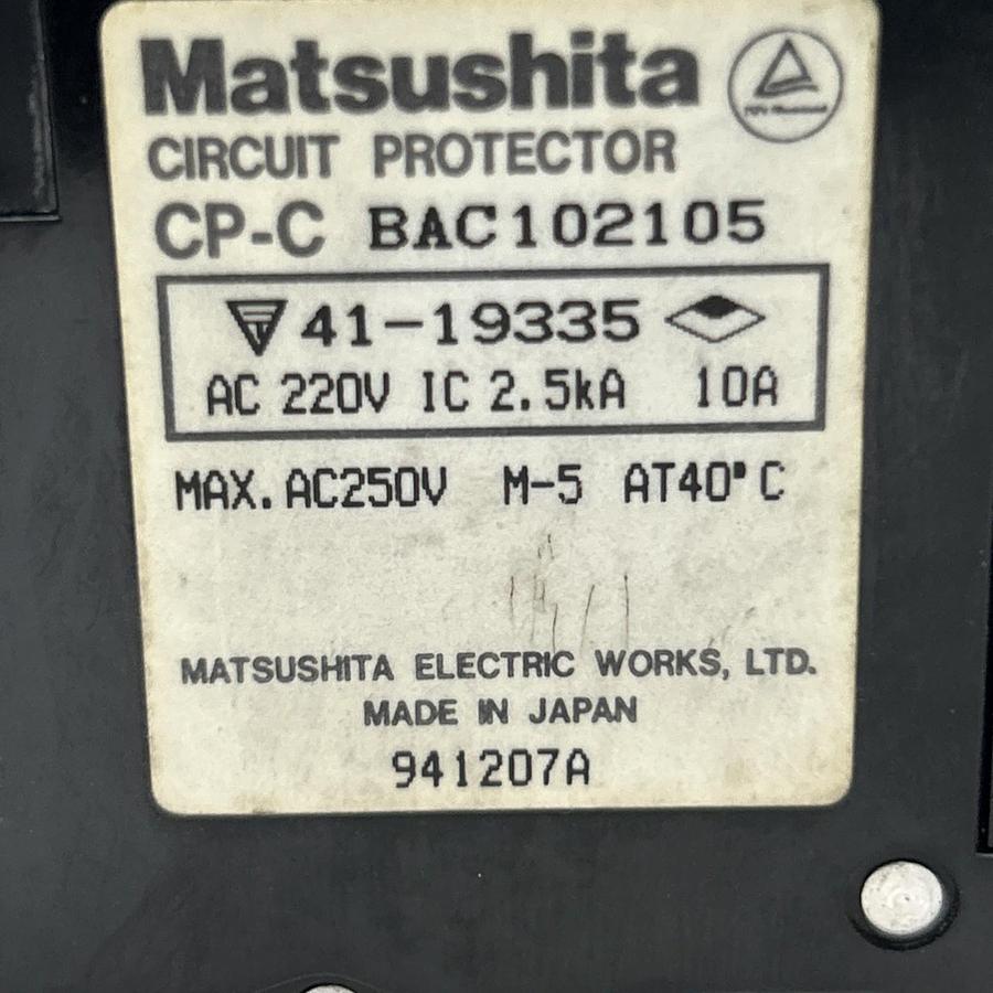 Used MATSUSHITA,BAC102105,CIRCUIT PROTECTOR 10A 220V
