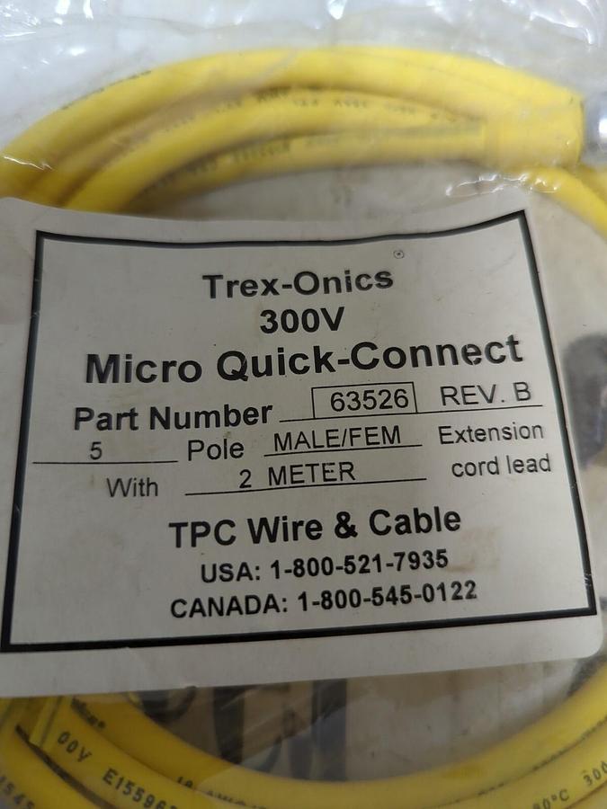TREX-ONICS,63526 REV.B,5-POLE MALE/FEMALE EXTENSION LEAD NOS