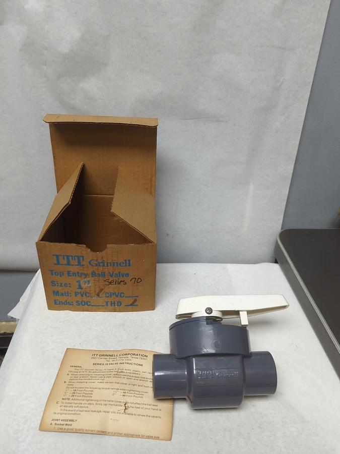 ITT GRINNELL,SERIES 70,ONE INCH PVC BALL VALVE NOS
