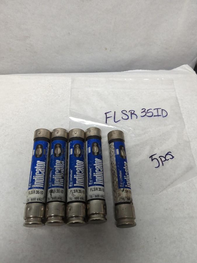 Used LITTELFUSE,FLSR35ID,INDICATOR 35 AMP FUSE LOT OF 5 PRE-OWNED