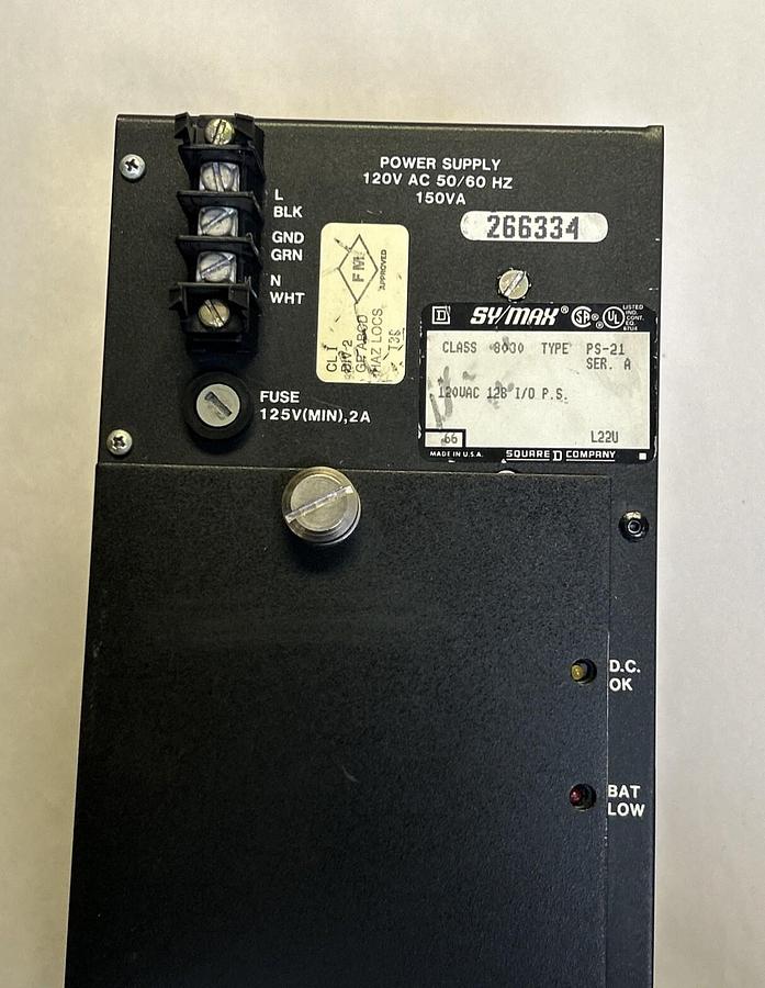 Used SQUARE D SYMAX,8030PS-21,POWER SUPPLY 120V