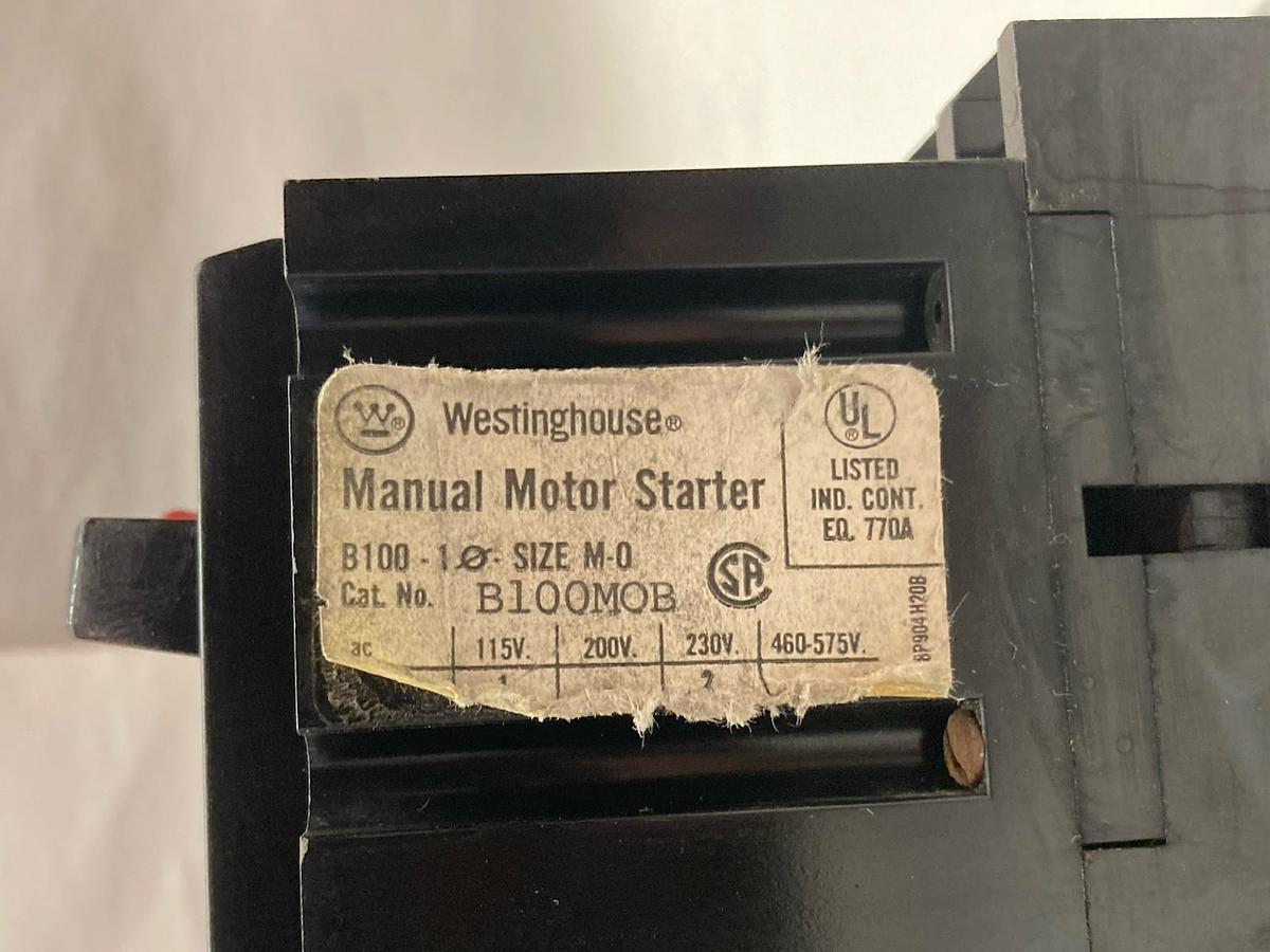 Used Westinghouse,B100MOB,Manual Motor Starter Sizeo M-O B100-1