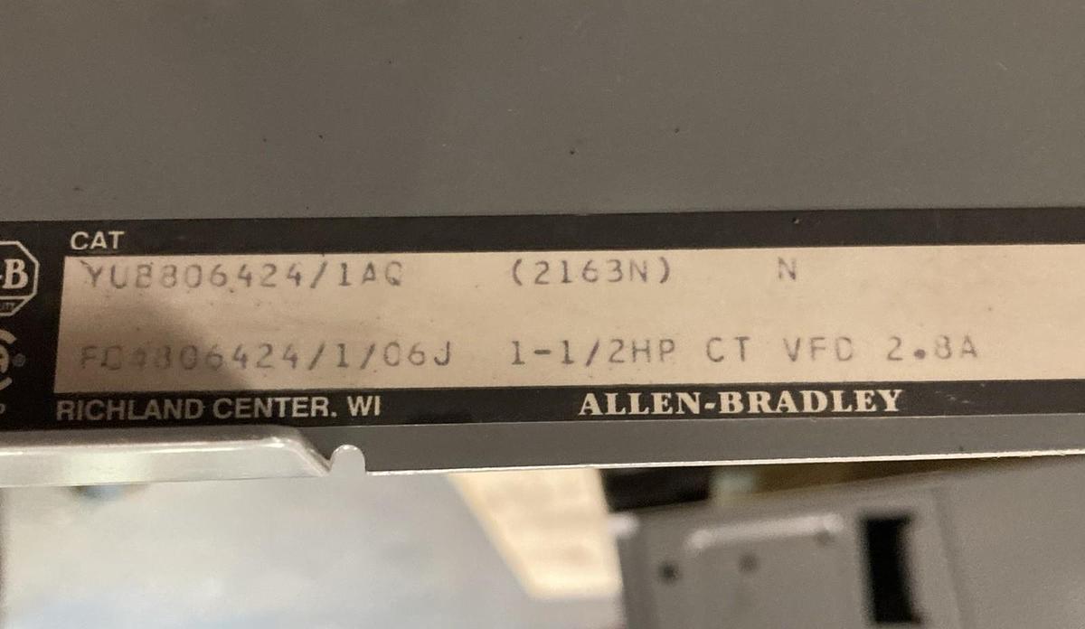 Used Allen-Bradley,2163N,25 INCH 5HP VFD MCC Bucket 2.8A 1-1/2HP