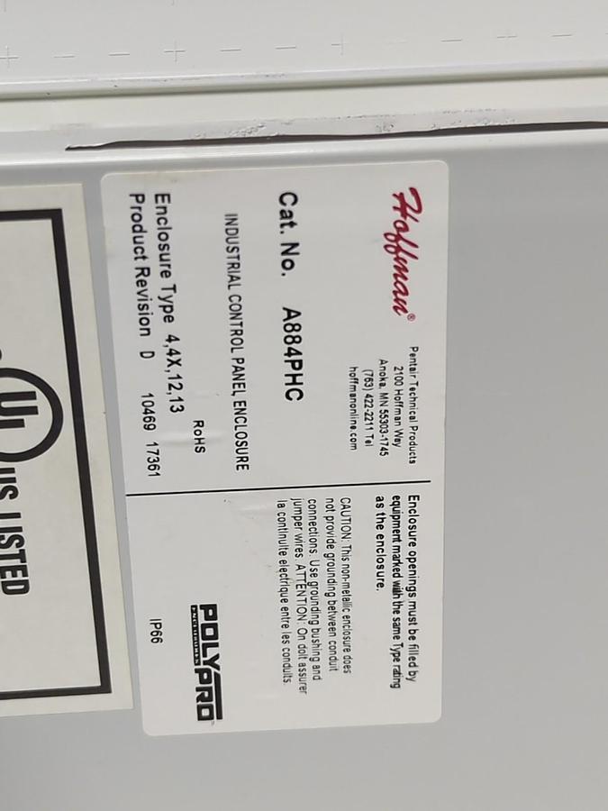 HOFFMAN,A884PHC,INDUSTRIAL CONTROL PANEL ENCLOSURE NOS