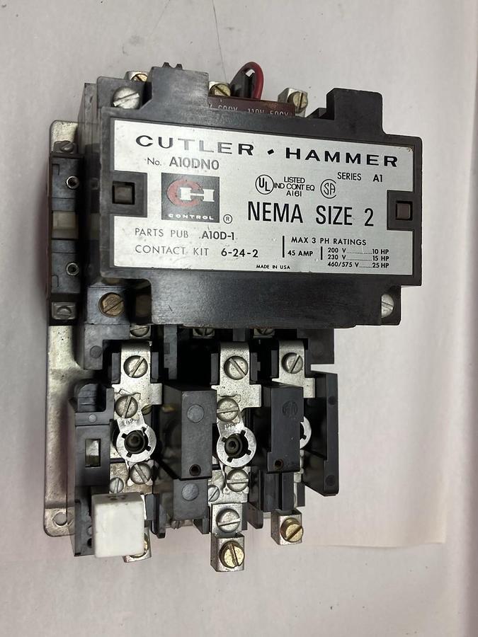 Used Cutler-Hammer,A10DN0,3-Phase Motor Starter NEMA Size 2 Series A1