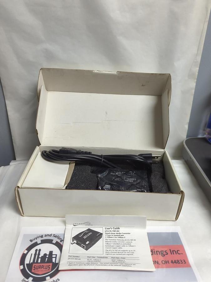 Used TRANSITION NETWORKS,J/E-CX-TBT-02,10BASE-T TO 10BASE-2 CONVERTER NOS