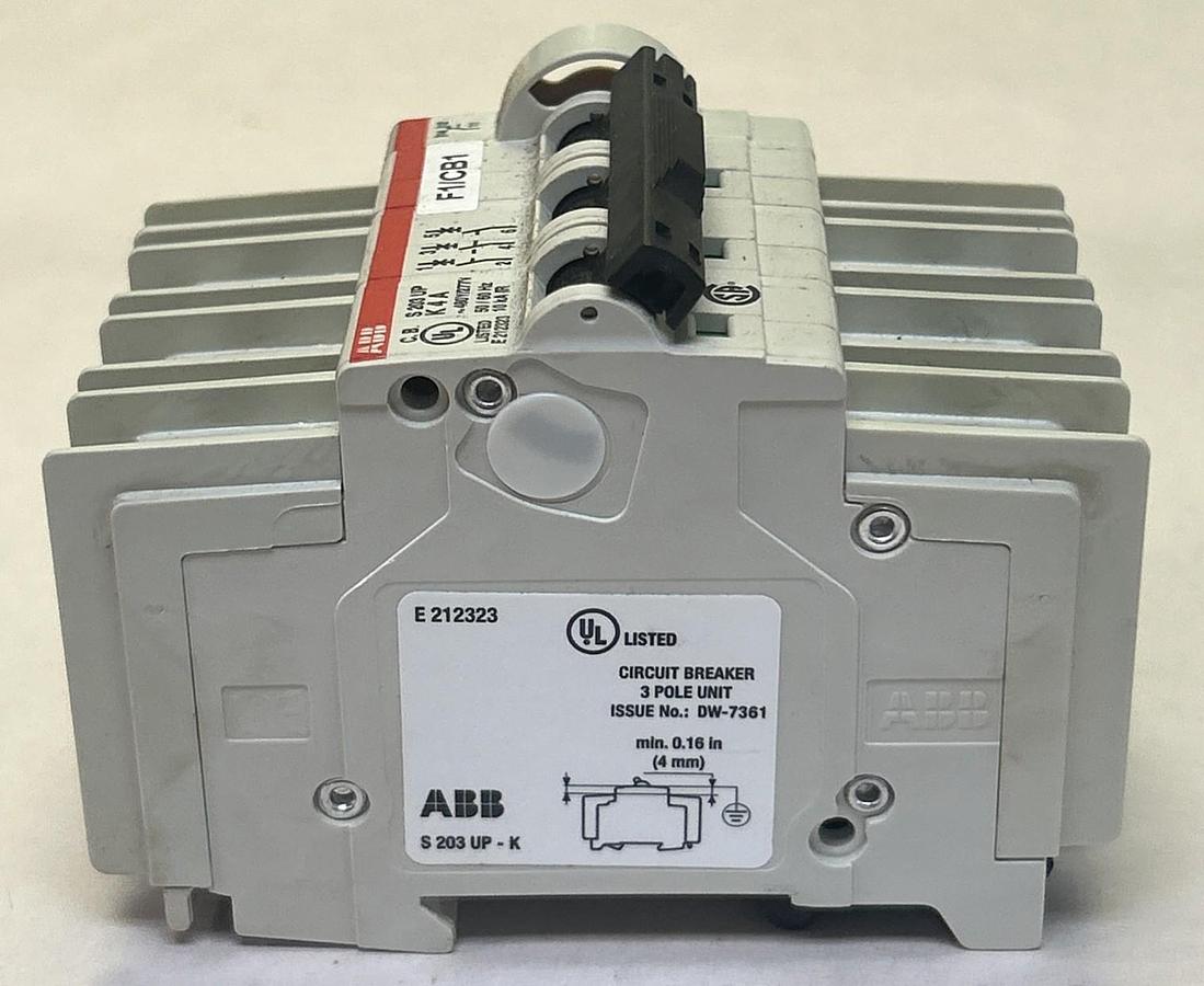 Used ABB,S203UP-K,CIRCUIT BREAKER 4A 480Y/277V 3P