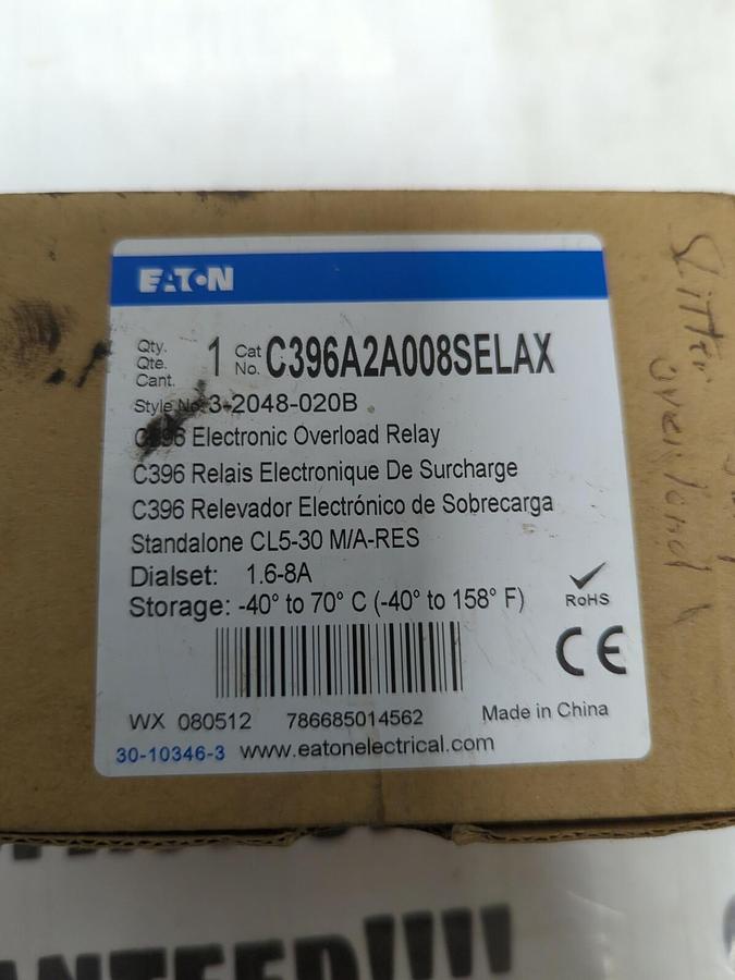 Used EATON,C396A2A008SELAX,OVERLOAD RELAY NEW IN BOX