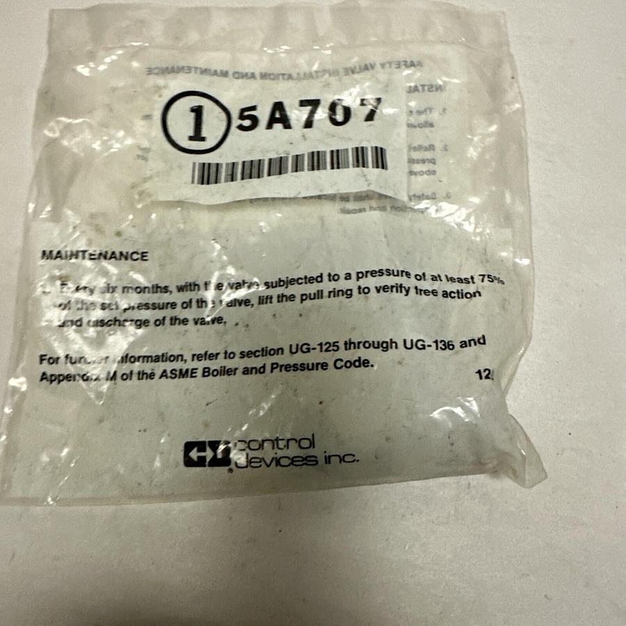 Control Devices,5A707,Relief Valve 1/4" Inlet 60 p.s.i. LOT of 4