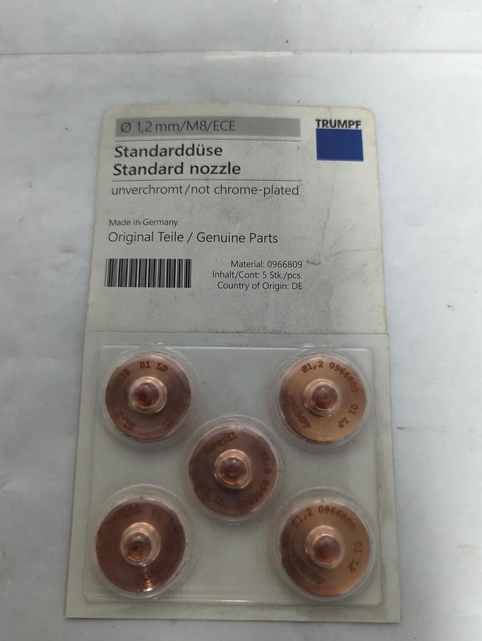 TRUMPF,0966809,CHROME PLATED LASER MACHINE NOZZLE 1.2MM/M8/ECE PACK OF 5 NOS