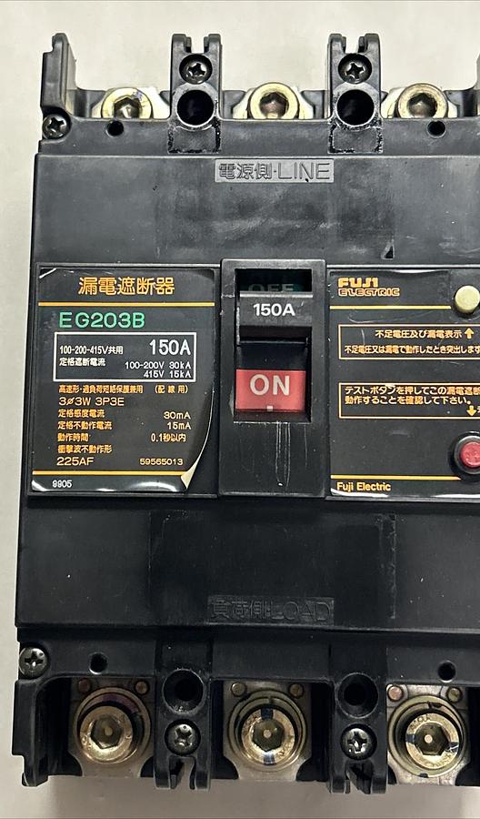 Used FUJI ELECTRIC,EG203B,CIRCUIT BREAKER 150A 100-200V