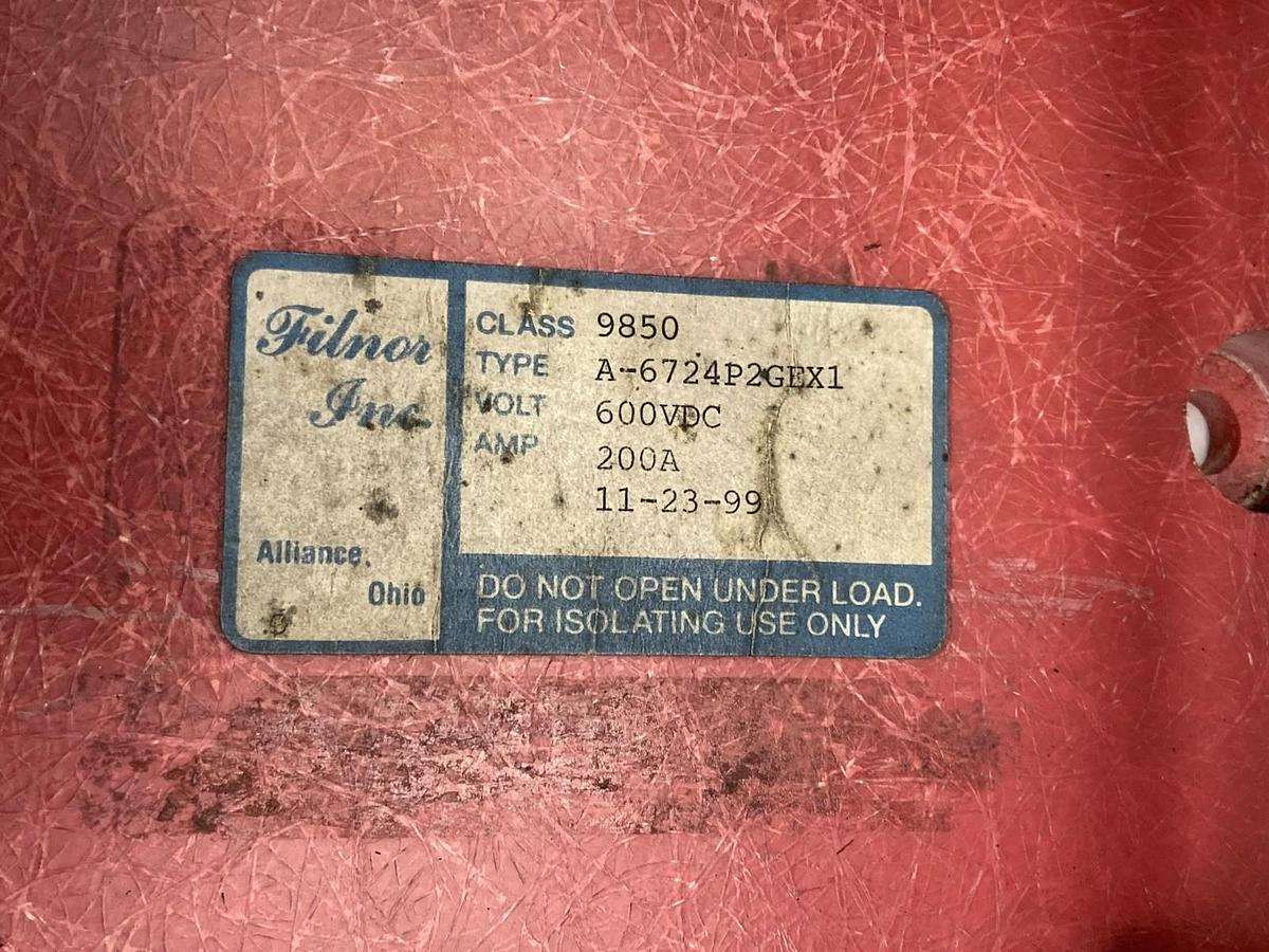 Used Filnor inc,A-6724P2GEX1,Knife Switch 200A